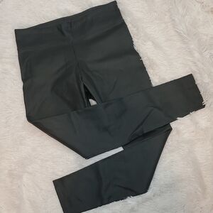 Romeo & Juliet Couture Charcoal/Dark Green Faux Leather Leggings Size M EUC